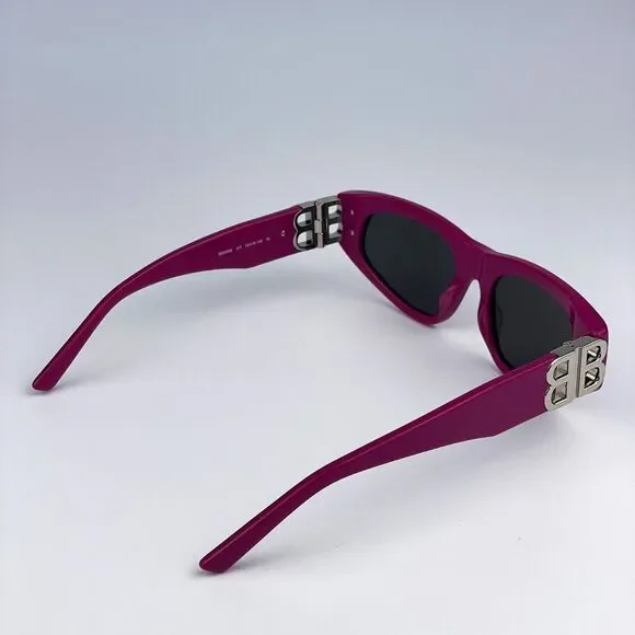 Balenciaga BB0095S 017 Sunglasses Fuchsia Pink Silver Grey Cat Eye Unisex